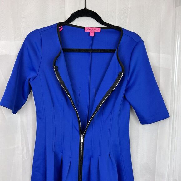 Betsey Johnson scuba zip up skater mini dress sz 4 funky y2k vibrant funky retro - Picture 4 of 10